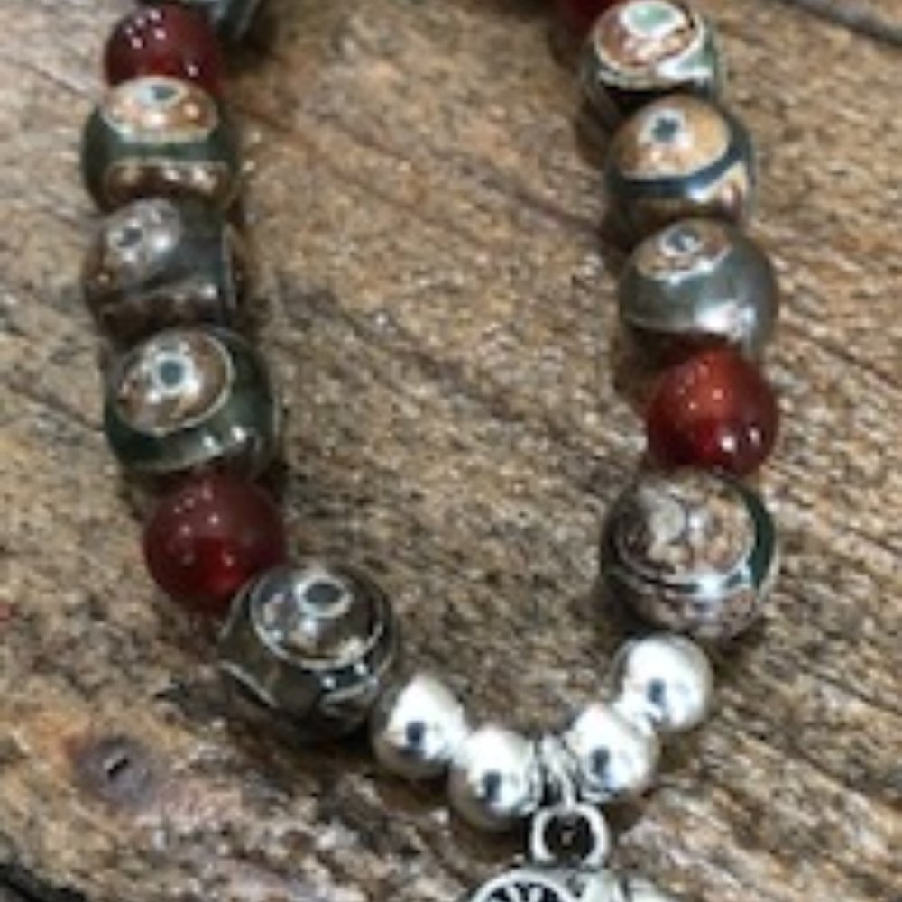 DZI Bead Bracelet with Elephant Charm